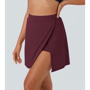 Halara Softlyzero Airy Side Cut 2-in-1 Skirt Sz Medium Red Pocket Cool Touch Ten